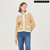 시슬리 정우연 착용 카라 배색 크롭 니트 가디건 SAKC12111 BG