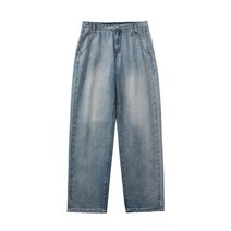 남성 빈티지 블루 어 패치 워크 포켓 스트레이트 루즈 진 fashoin 청바지 95