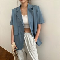 복고풍 루즈핏 카디건 반팔정장 재킷 여대생 필수템 코디템
