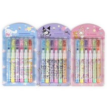 산리오캐릭터즈 스팽글 별 형광펜 6색 어린이집 유치원 초등학교 단체선물 생일선물 답례품, 랜덤