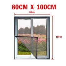 주름방충망 방충망틀 스텐 방범 붙이는 방충망 여름 안티 모기장 창 화면 메쉬 공기 얇은 명주 그물 방진 애완 동물 고양이 세느 이동식 빨 수있는 지원 사용자 정의 크기 서비스, W 80cm x H 100cm+Grey mesh bro