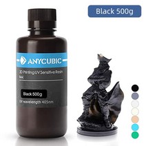 3d 프린터 프린트 산업용 공업용 가정용 레진 부속품 부품 재료 필라멘트 ANYCUBIC 500g1kg 액체 포토폴리머 수지 405nm uv 수지 lcd 용 광자광자 s광자 용, 검정-500g, 협동사