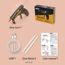 전동 글루건 가정용 미니 핫 멜트 글루 건 7mm 스틱 3.7V USB 충전 전기 열 온도 총 수리 공구, [01] Black2pcs stick