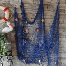 낚시의자 캠핑의자 크리 에이 티브 장식 해상 낚시 그물 해변 벽 파티 바다 쉘 홈 빈티지, Blue 100x200cm+2PCS+호주