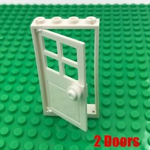 레고 호환 블록 도시 벽 MOC 하우스 1x2 1x4 L 도트 DIY 액세서리 문 창 건설 50 피스, [10] 2doors