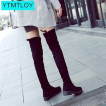 부츠 발 편한 용 무릎 위 세련된 미니멀리스트 컴포트 플러스 코튼 플랫 플록 패션