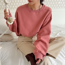 [블루레몬] 세미크롭맨투맨 기모맨투맨 세미크롭티 기모크롭맨투맨 인디핑크 코발트블루 캐주얼티 딥그린 크림색 머스타드 10대 20대여성 30대여성 데일리크롭티 루즈핏맨투맨 겨울