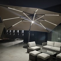 카나모 태양광 LED 초특대형 폴딩 파라솔 3X4m 대형 초대형 야외 정원 카페 테라스 낚시 캠핑, 태양광 LED 초특대형 파라솔 3x4m, 카키