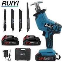 RUIYI 21V 무선 전기 왕복 톱 휴대용 다기능 목재 금속 절단기 야외 리튬 전기 톱, 판지 상자, 1 x 배터리