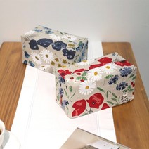 유노야 플라워가든 린넨 티슈커버 블루/레드, 02. 레드