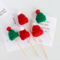 (크리스마스) 산타모자토퍼 레터링 케이크 케익 생일 토퍼 케이크픽 케잌 5개입 6/10세트, 6팩, 레드2그린3