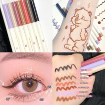 Routop 아이라이너 펜슬 7색 컬러 아이라이너 방수 땀 방지 초보적용, 핑크색