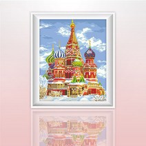 L.ONLINESHOP5D 풍경 꿈속 성채 유럽식 건축 다이아몬드화 십자수도안 십자수실 십자수원단 프린트십자수 십자수아기신발 프렌치자수, 50*60cm
