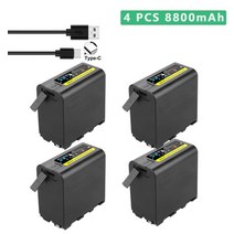 소니 6800mah8800mah np-f980 np-f970 npf960 npf970 배터리( plm-100 ccd-trv35 mvc-fd91 mc1500c용 usb 충전 출력, 4 8800mAh 배터리