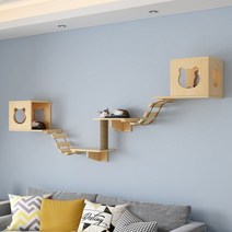 diy 원목 캣워커 세트 벽걸이 캣타워 숨숨집 고양이 집사 인테리어 고양이 구름다리 놀이, B