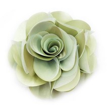 라라라 공단 장미 코사지 - 이중핀, 연두-12cm