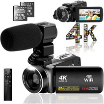 비디오 카메라 4K YouTube 카메라 WIFI 기능 18배 디지털 줌 5600만 화소 외장 마이크 3 인치 터치 모니터 HDMI 출력 IR 나이트 비전 기능 vlogging 카메라 360° 무선 리모컨 예비 일본어 시스템+설명서(베식 세트)