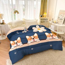 보온 우아한 솜이불 두툼한 불솜 사람 봄가을 스페이스 전기이불, T10-200x230cm(춘추이불 2.4kg), C03-살짝달달한-웰시코기(RUA 고양이와