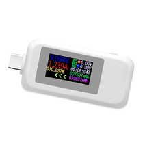 2 웨이 USB 타입 C 테스터 현재 테스터 Kws-1902C 멀티 미터 측정 계측 HD 디스플레이, 2.17x1.04x0.45 인치, 플라스틱 전자 장치, 하얀