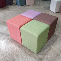 패브릭 사각 스툴 1인용 보조의자, 연두베이지