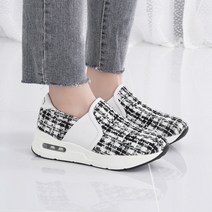 [슈플랜] 트위드 에어 슬립온 스니커즈 키높이 운동화 6cm 2color C-8332