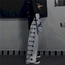 하라주쿠 스타일 하이 스트리트 팬츠 남성용 다크 라인 레트로 오리지널 바지 남녀 가을 피쉬 본 프린트 st