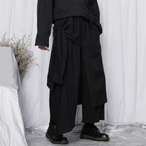 남성 봄과 가을 새로운 패션 캐주얼 3 점 바지 비대칭 틈새 일본 바지 느슨한 와이드 레그 바지