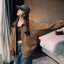 스트릿 힙합 여자 트러커 블루종 점퍼 가을 자켓 재킷 레트로 스우파