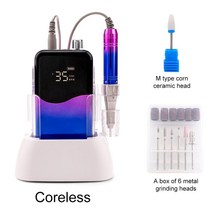 코어리스 모터 휴대용 네일 드릴 머신 매니큐어 연마 충전식 무선 35000RPM 웨이브 35K 강력한, 20.Blue - 미국