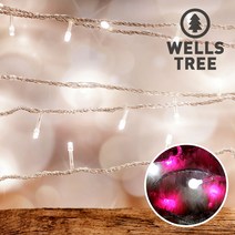 웰스트리 크리스마스전구 LED투명선300구-핑크+화이트