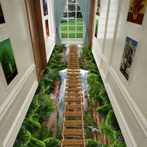 착시현상 복도 매트 긴 통로 3D 풍경 계곡 러그 100x200cm