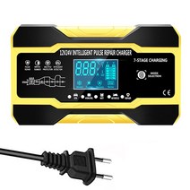 점프스타터 차량용배터리충전기오토바이 자동차 배터리 충전기 12V 10A 24V 5A 펄스 수리 LCD 디스플레이, [02] Yellow EU plug, 02 yellow EU plug