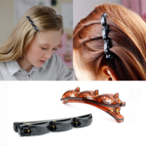 정수리앞머리볼륨연출 반묶음웨이브고정 내추럴컬링헤어핀클립집게, 벨벳 블랙