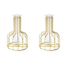 커들리 라인 철제 프레임 화병 2p 세트, 골드