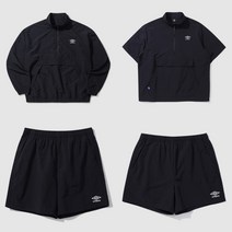 엄브로 클래식 스탠넥 바람막이 반팔 아노락 반바지 세트 셋업 블랙
