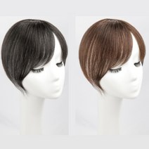 에이플랫 여자정수리가발 앞머리없는 두피부분형 인모, 블랙