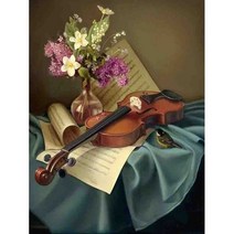CHENISTORY 숫자로 페인트 캔버스에 그리기 바이올린 Handpainted 선물 DIY 악기 조경 키트 홈 장식, [09] 60x75cm diy frame, [09] 9915976