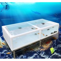 아크릴 어항 수산시장 횟집수조 대형 플라스틱 거북이 조개 물고기 진열대 수족관, 베이지색 100x50x40cm