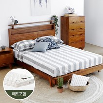 유씨엠 평상형 원목 킹/퀸 침대프레임(매트포함), 단품