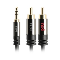 (NEXI) 3.5mm 스테레오 2RCA케이블 1M 1.5M 2M 3M 금도금커넥터 알루미늄재질 크롬코팅 슬림형케이블, 1m[NX943]
