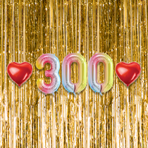 300일 이벤트 포토존 세트 아기 기념일 커플 축하 기념 숫자 풍선 하트, 09.커튼-(골드)-300(소)-레인보우