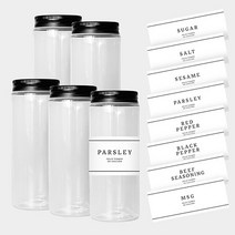 블랙캡 원형 조미료통 500ml X 5개+라벨지8종세트, 01_500ml 원형통(블랙캡)-(5개+라벨지8종)