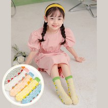 뿜뿜삭스 여아용 상큼 과일 공주 레이스 중목 양말 E38 5켤레 세트