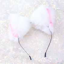 아트박스/스투피드 투톤 고양이 귀 머리띠 (화이트앤핑크), 옵션선택:본품, 단품