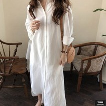 가바바 여성 셔츠원피스 루즈핏으로 편하게 입는 카라넥 남방 롱원피스 G53754