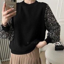 셀러허브(잡화) 여자 호피블라우스 긴팔맨투맨 깃털 블라우스