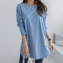 [나크21] (55~120) 라운딩컷 라벨링 롱티셔츠 KO31-T-07