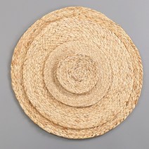 야자매트 엘리베이터보양 체크철판 식생매트 1 pc 수제 짠 수생 식물 스레드 황마 테이블 매트 미끄럼 방지 식탁 플레이스 매트 등나무 절연 컵 코스터, b, 36cm