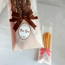 8번 빼빼로 리본브라운 opp접착비닐 100매 묶음 빼빼로데이 초콜릿 선물 포장지, 1개
