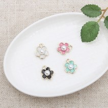 메탈 진주꽃 에폭 팬던트 참장식, 01. 화이트